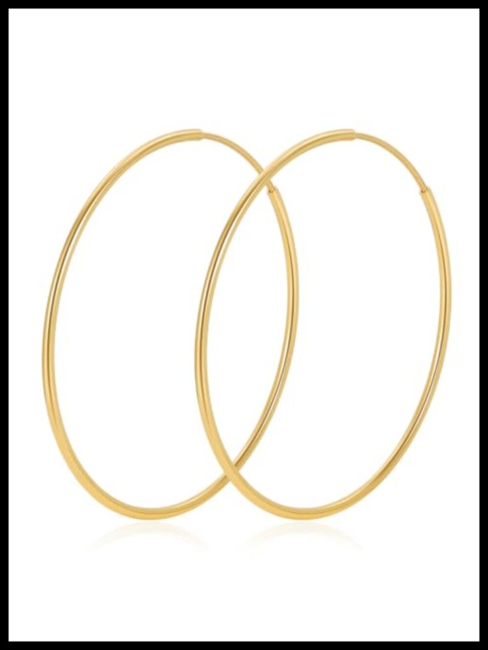 1.2mm Thin 14k Gold Plated Hoop Earrings Hypoallergenic Lightweight 50mm